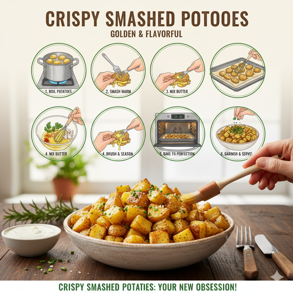 Garlic Butter Smashed Potatoes Recipe
