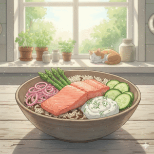 Scandinavian Salmon Bowl Anime Version