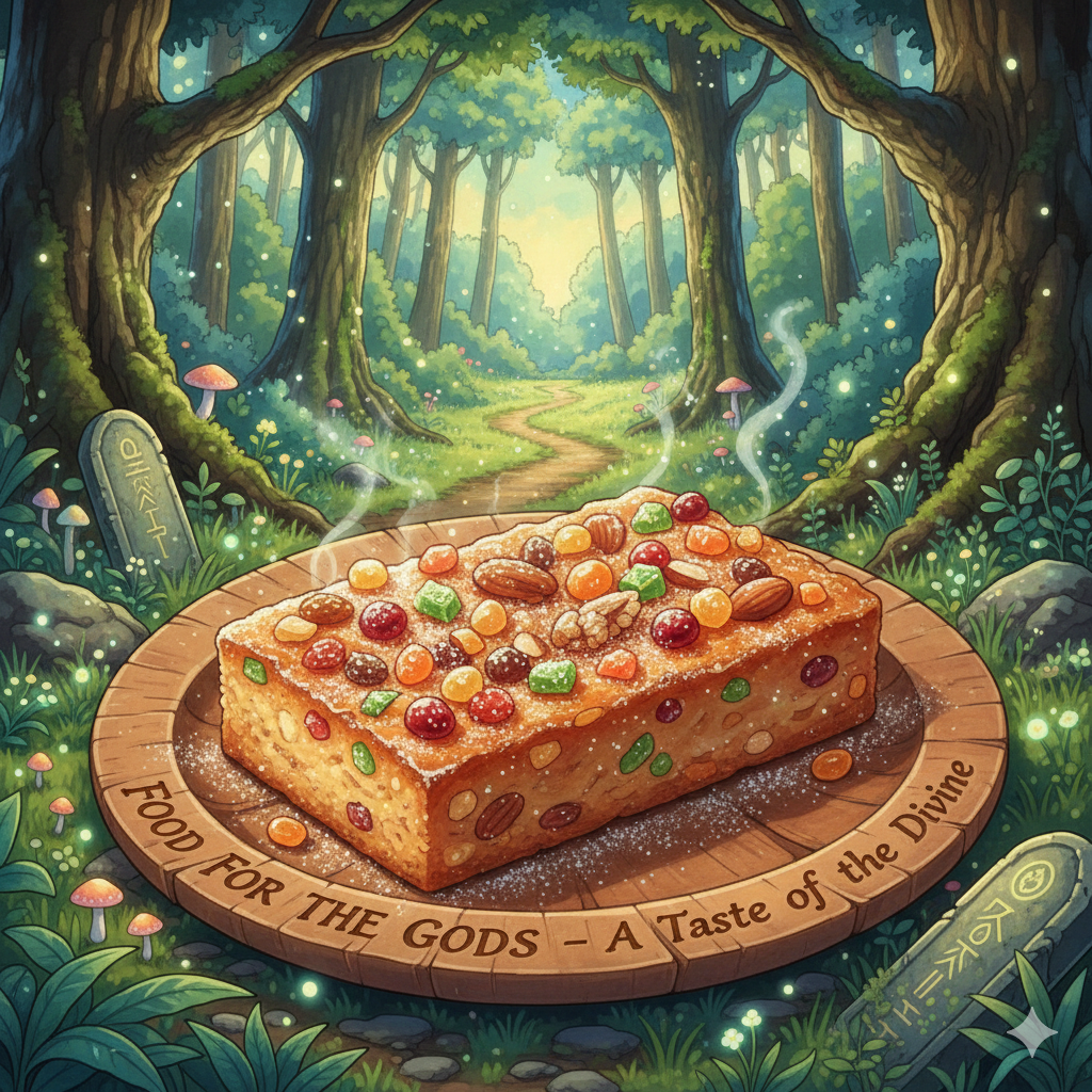 anime art style illustration of Food for the Gods pastry, highly detailed and mouth-watering food animation art