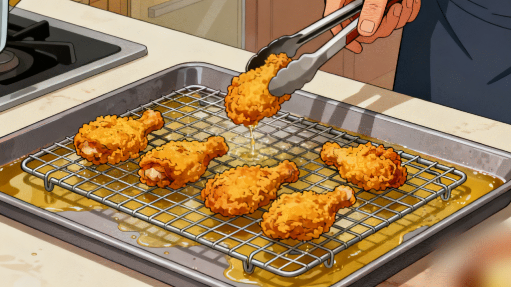 All-purpose flour mixed with spices in a bowl for crispy fried chicken coating