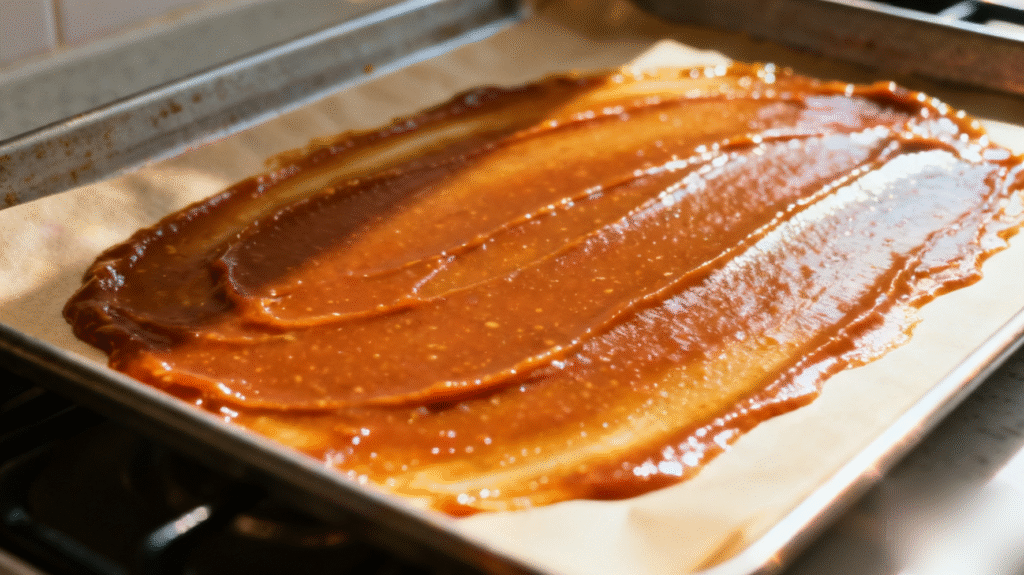 Lasagna that has been boiled, arranged in layers, then smeared with sauce.