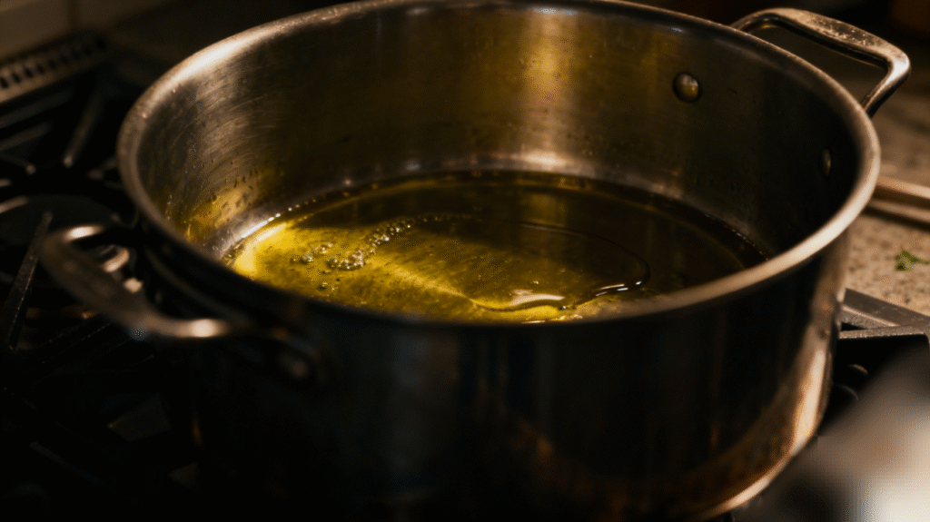 cooking oil in large pot