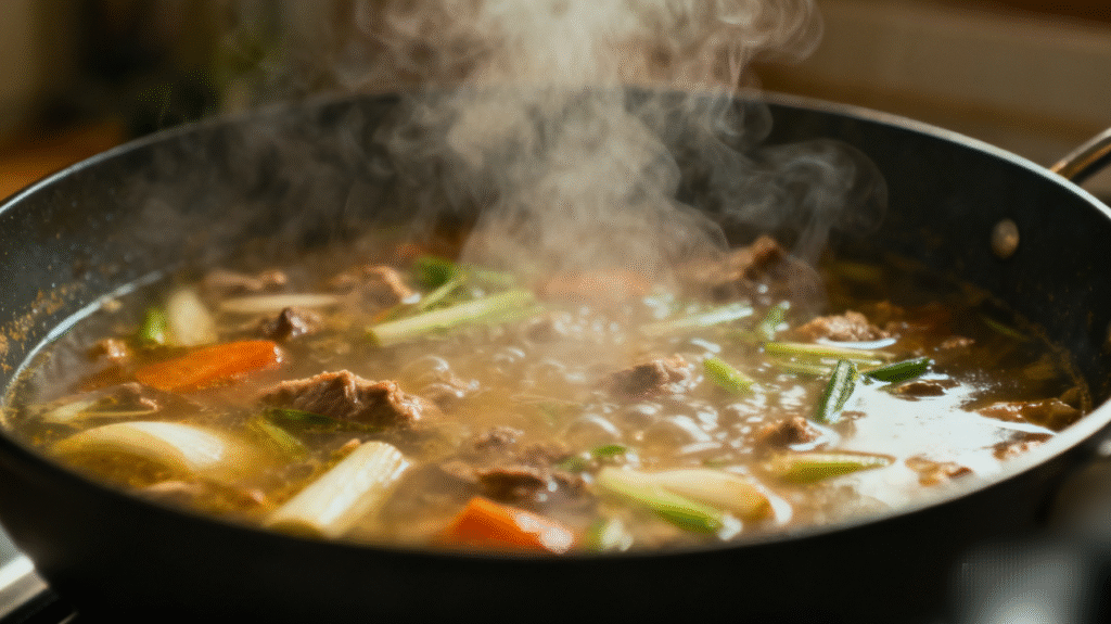 Cooking until flavors blend