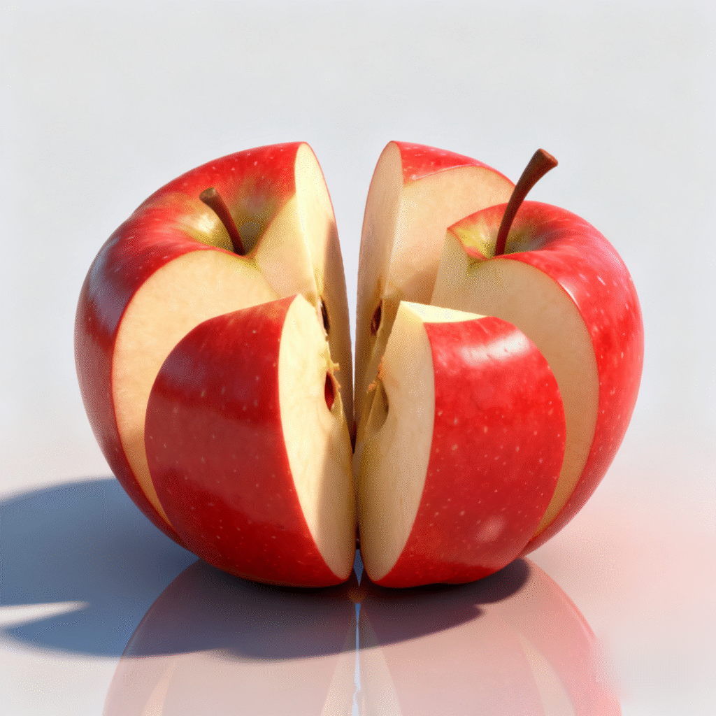 sliced red apple with wihite background
