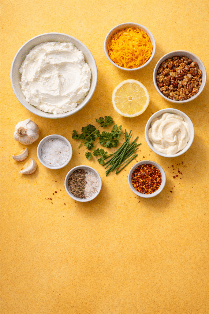Softened cream cheese in a bowl, main ingredient for homemade cheese ball recipe
