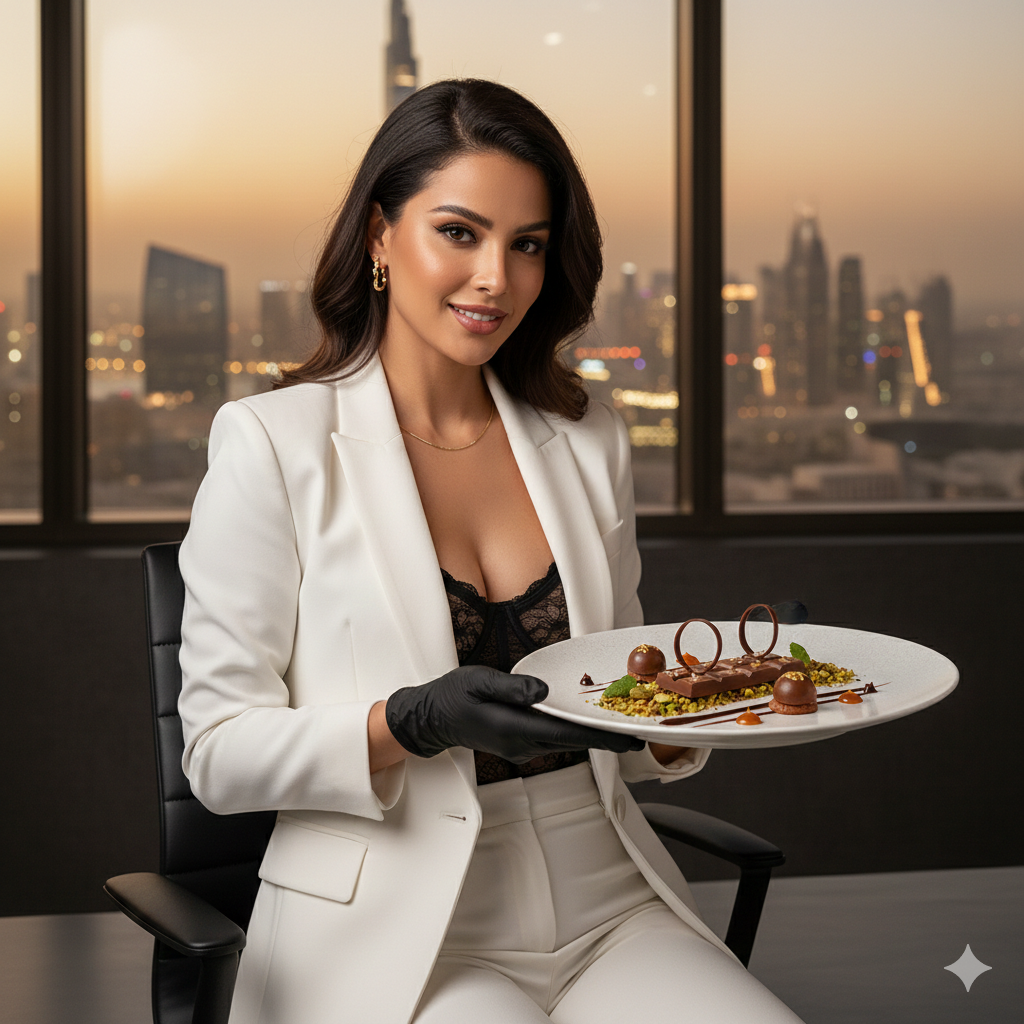 Dubai chocolate recipe in a modern office environment