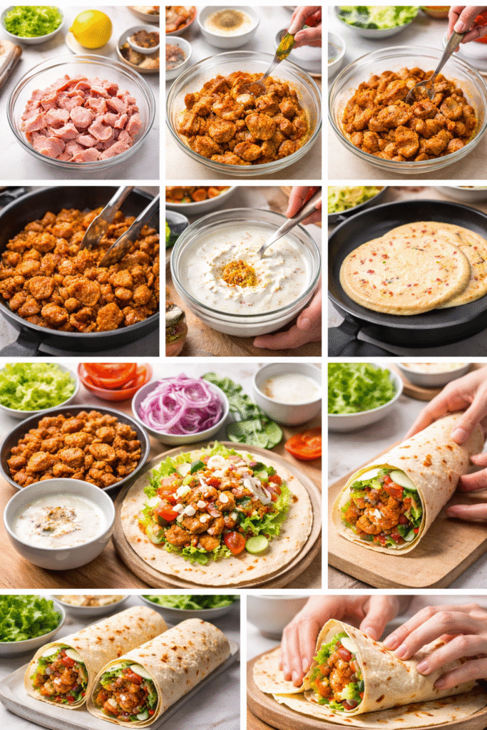 illustration of shawarma recipe steps