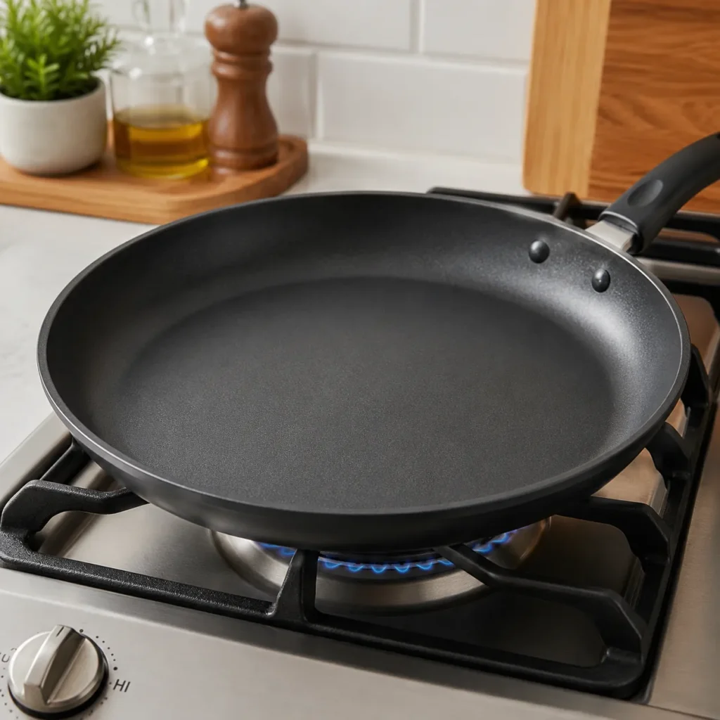 Preheating a non-stick skillet before cooking homemade beef slider patties